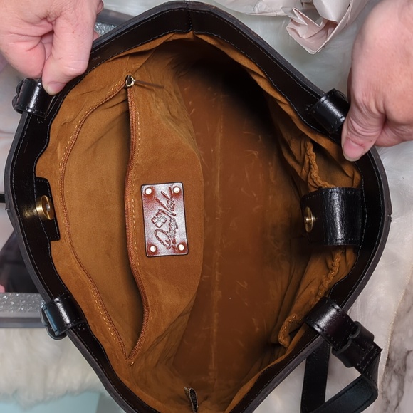 PATRICIA NASH NWT $269 Braden Black/British Tan Tote - Picture 3 of 5